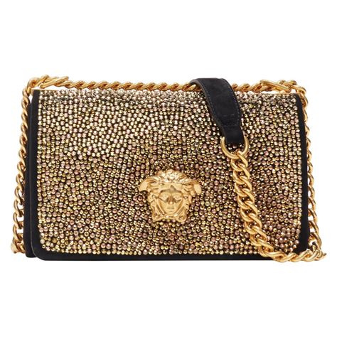 versace gold crystal bag|versace black shoulder bag.